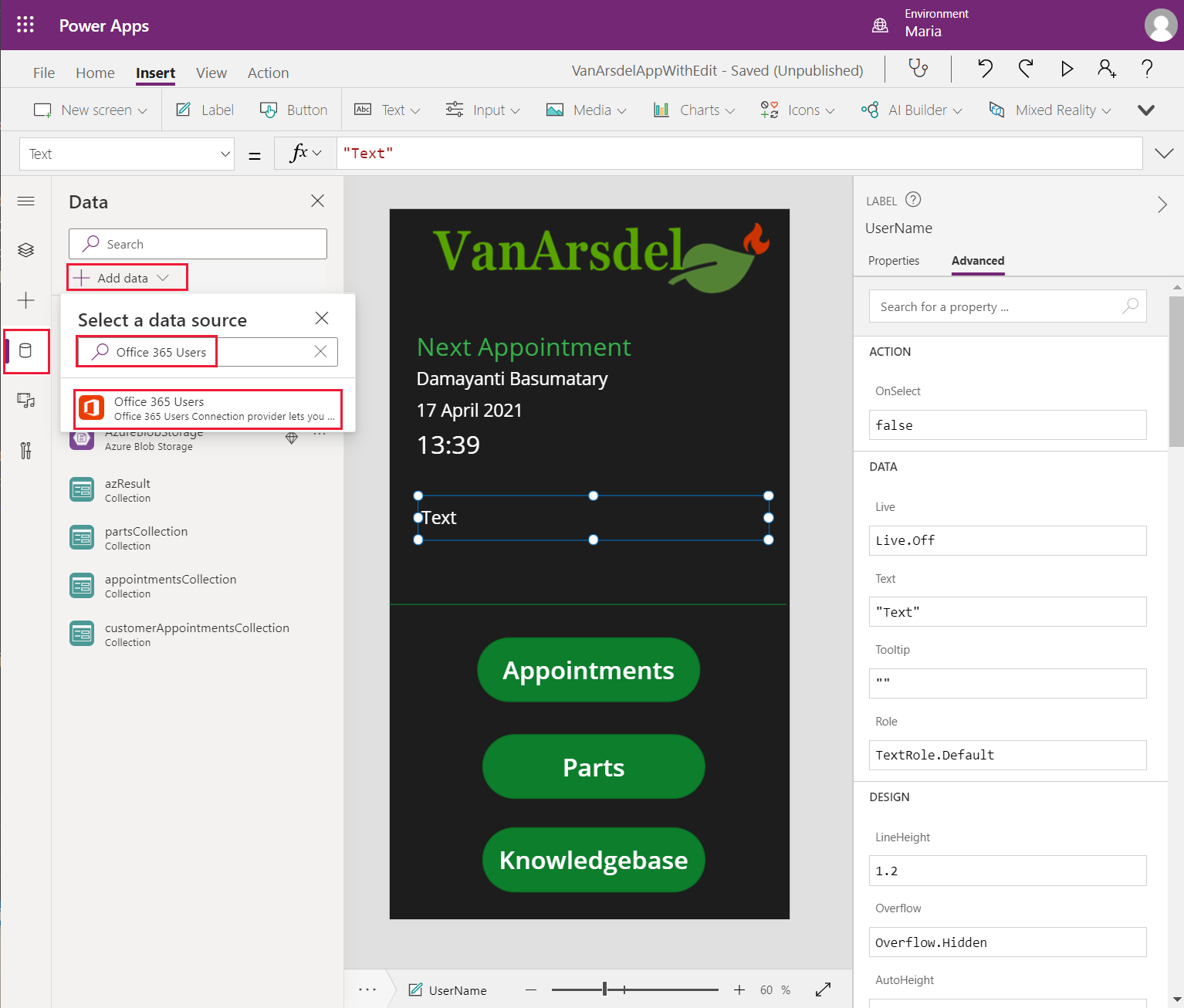 Adicionar os conectores Utilizadores do Office 365.