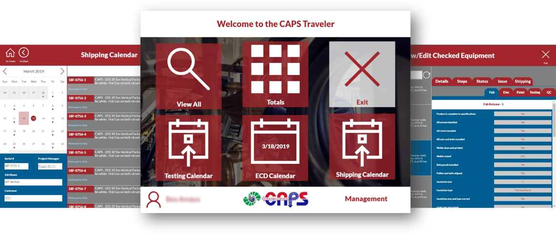 Captura de ecrã da vista de calendário da aplicação CAPS Traveler.