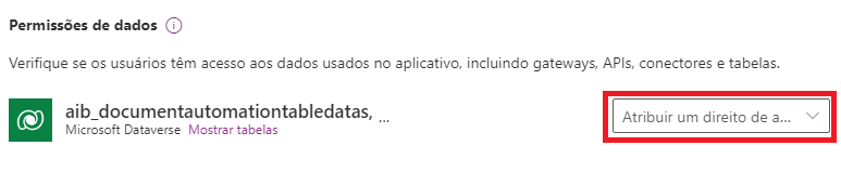 Atribuir um direito de acesso.