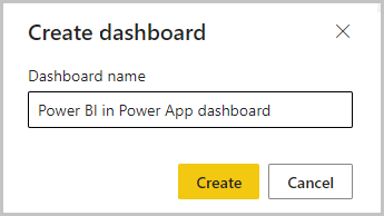 Adicionar um nome para o dashboard e, em seguida, selecione Criar