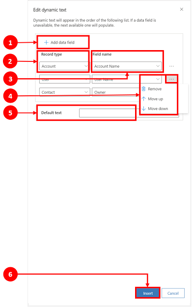 Como inserir texto dinâmico num formulário de modelo de e-mail.