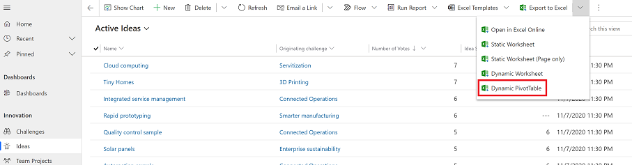 Exportar para o Excel.