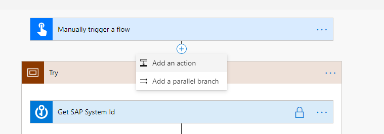 Captura de ecrã do adicionar uma ação no acionador.