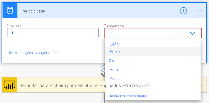 Defina a frequência de recorrência para o seu fluxo.