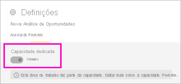 Screenshot da capacidade Premium Ligado.