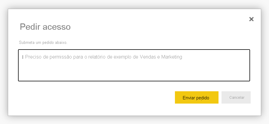 Captura de ecrã da caixa de diálogo Solicitar acesso com o botão Enviar pedido.