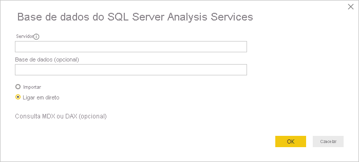 A captura de tela mostra a janela do banco de dados do SQL Server Analysis Services.