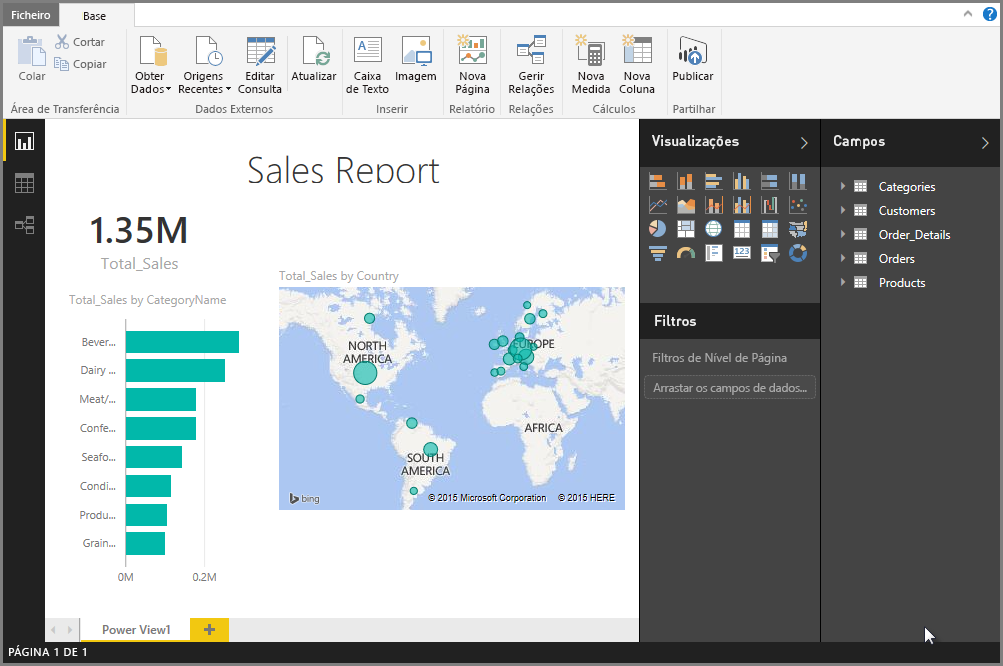 Screenshot that shows an example of an imported sales report.