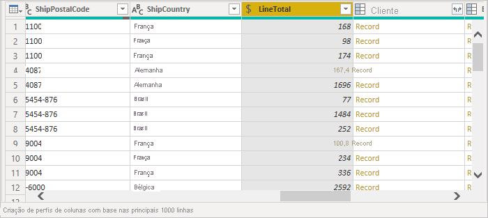 Screenshot that shows the cleaned up columns in the table.