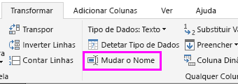 A captura de tela mostra a opção Renomear selecionada na faixa de opções.