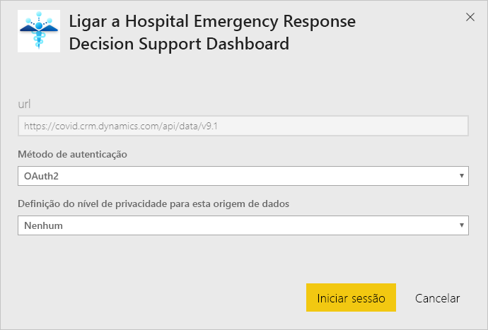 Hospital Emergency Response Decision Support Dashboard app authentication dialog