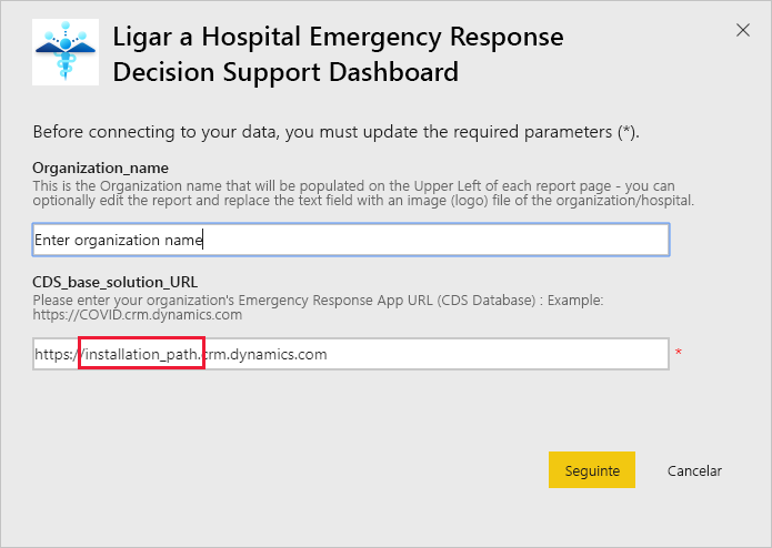 Hospital Emergency Response Decision Support Dashboard app URL dialog