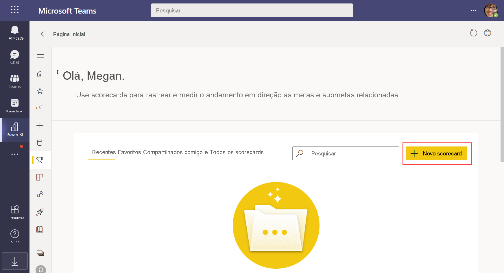 Selecione Novo scorecard.