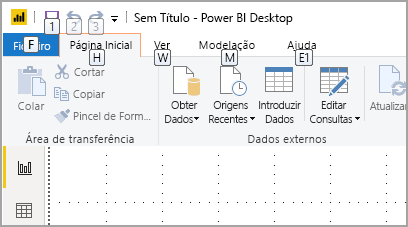 Screenshot of Power BI Desktop with KeyTips.