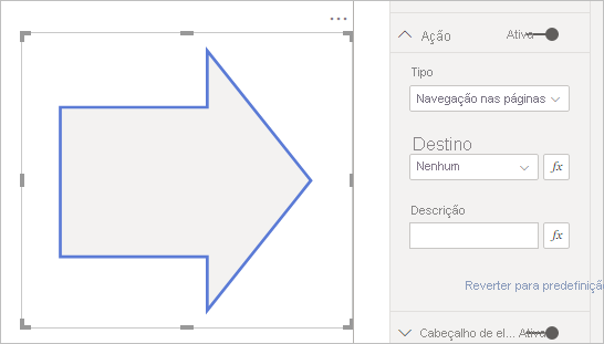 Captura de ecrã a mostrar Utilizar uma seta para navegação.