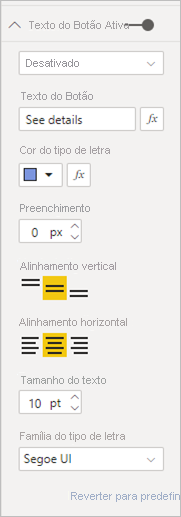 Captura de ecrã a mostrar um texto formatado do botão desativado.