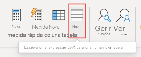 Captura de ecrã do ícone Nova Tabela.