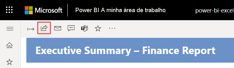 Captura de ecrã a mostrar a partilha do seu relatório a partir do serviço Power BI.