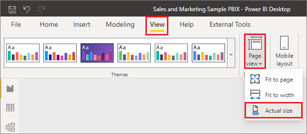 Captura de ecrã da vista de página pendente para mostrar o tamanho real para facilitar a criação de dicas de ferramentas.