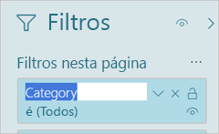 Captura de ecrã do painel Filtros, realçando o título do filtro.