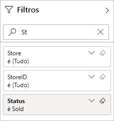 Captura de ecrã do painel Filtros, com um título de exemplo introduzido.