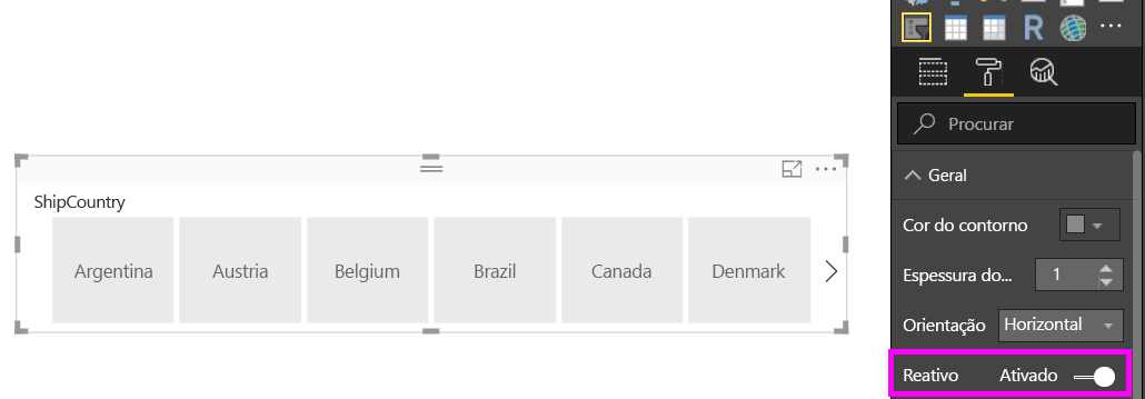 A captura de tela mostra que a segmentação de dados agora está responsiva no serviço do Power BI.