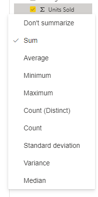 Captura de tela mostrando o menu de agregação de campos.