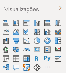 Captura de ecrã predefinida do painel de visualização do Power B I tal como aparece no Power BI Desktop e no serviço Power B I.