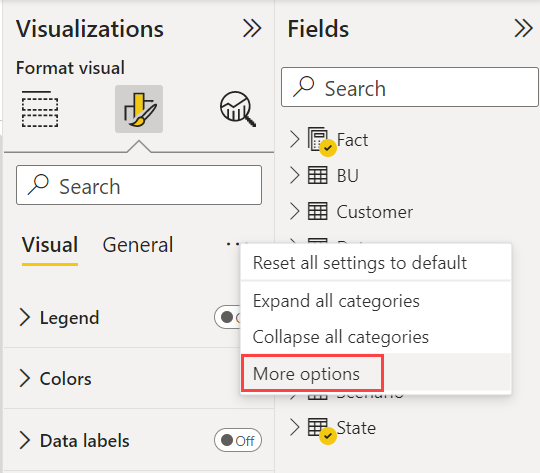 Captura de tela de novas subcategorias de expansão e recolhimento.