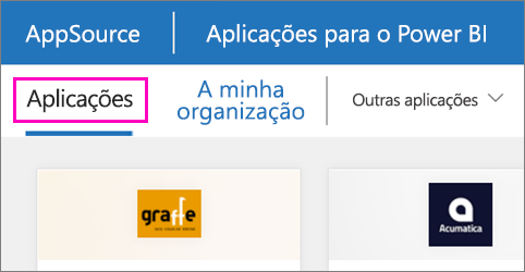 Screenshot shows apps that you can install from Power BI apps.