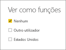 Captura de ecrã da janela Ver como funções com Nenhuma selecionada.