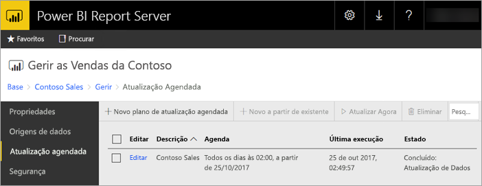 Successful scheduled refresh of a Power BI Report