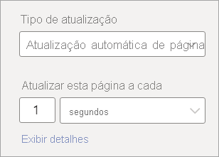 Captura de tela que mostra as configurações de frequência para atualização automática de página.