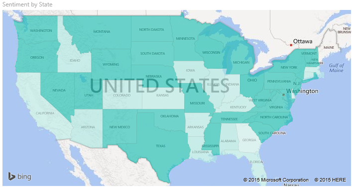 Captura de tela de um mapa preenchido dos Estados Unidos.