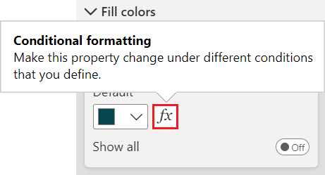 Captura de tela que mostra como selecionar a formatação condicional para a cor padrão.