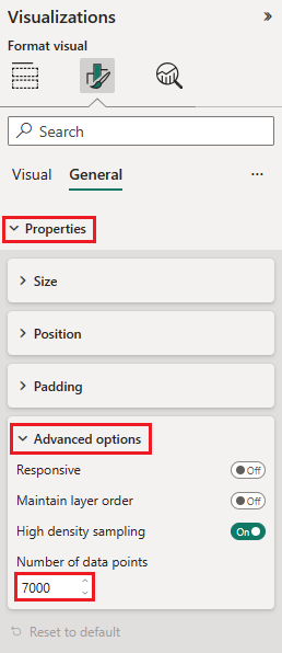 Captura de tela que mostra como alterar o número de pontos de dados para o gráfico de bolhas.