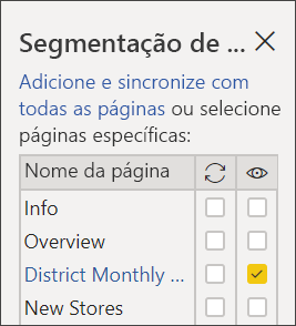 Screenshot of Sync District Monthly Sales slicer.