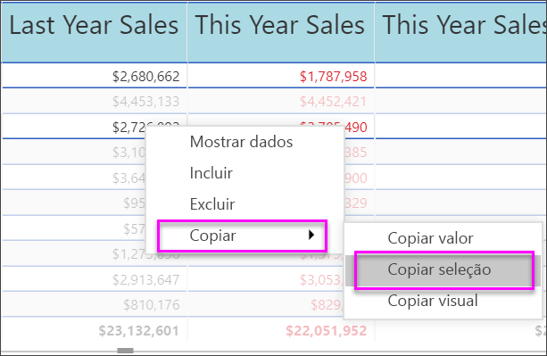 Screenshot that shows how to copy multiple cell values at the same time to use in other applications.