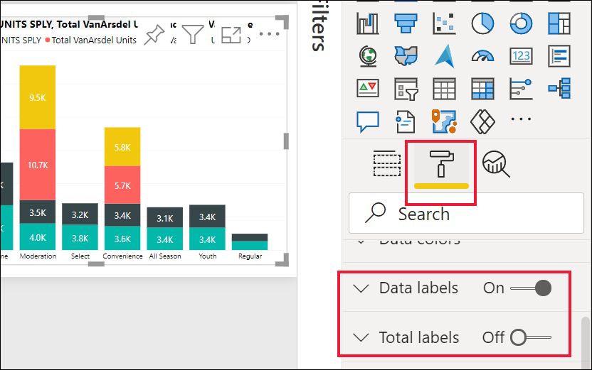 Screenshot showing Column chart unformatted.