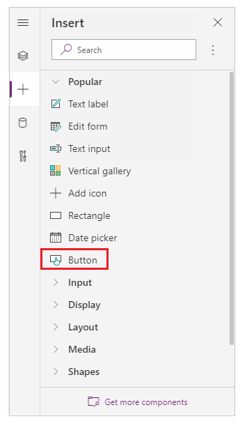 Utilizar o painel de ferramentas Inserir para adicionar um controlo button.