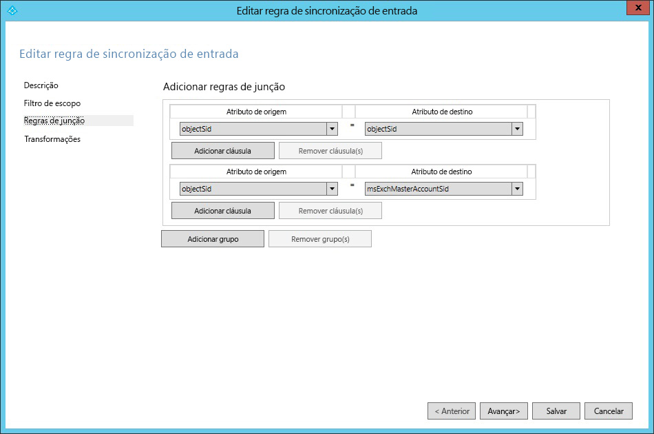 Edit intbound synchronization rule