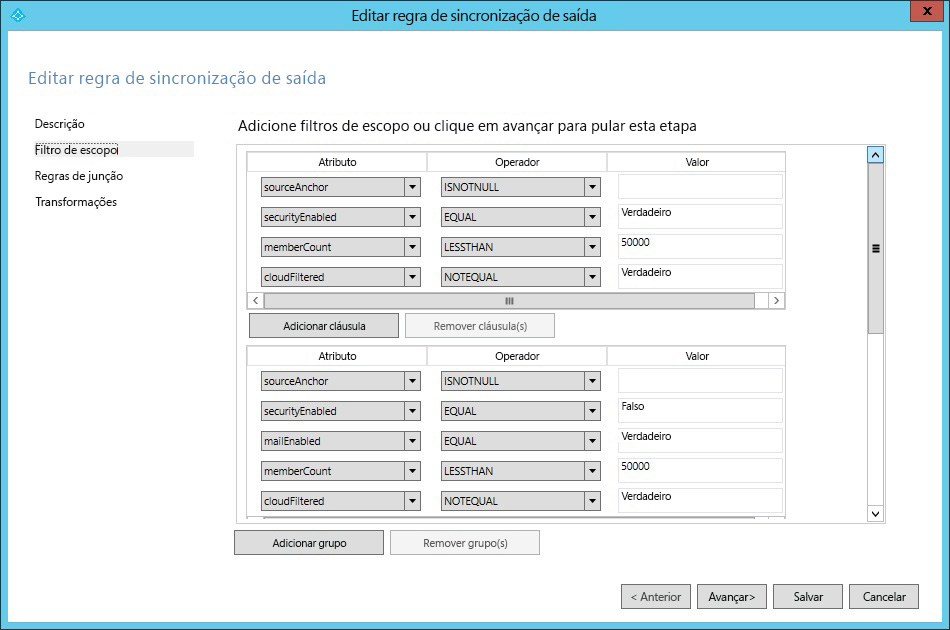 Edit outbound synchronization rule