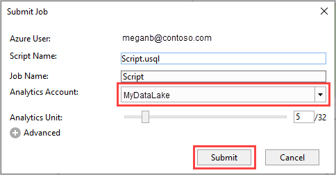 Submeter projeto do Visual Studio em U-SQL