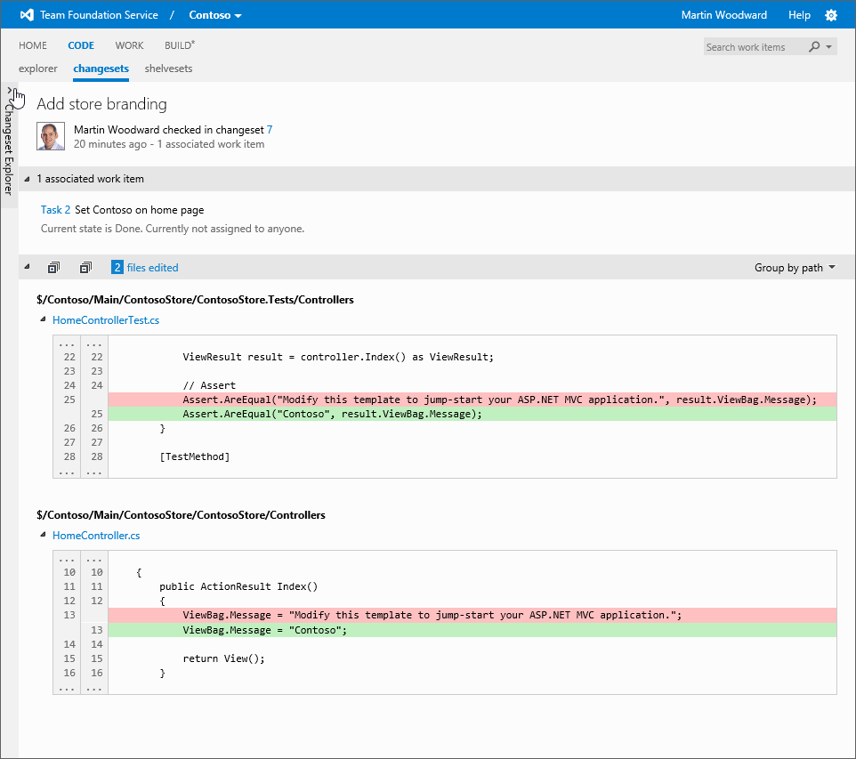 Changeset summary view