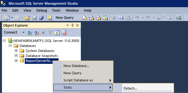 Existing databases must be detached before restore