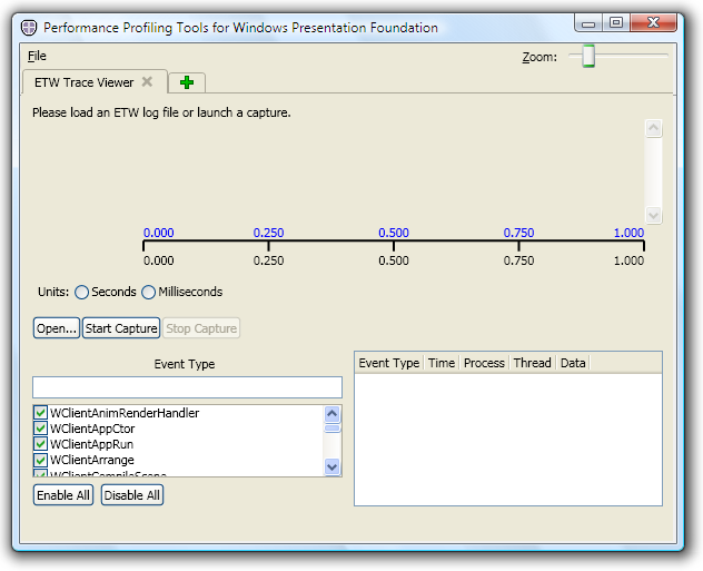 Janela principal do Trace Viewer