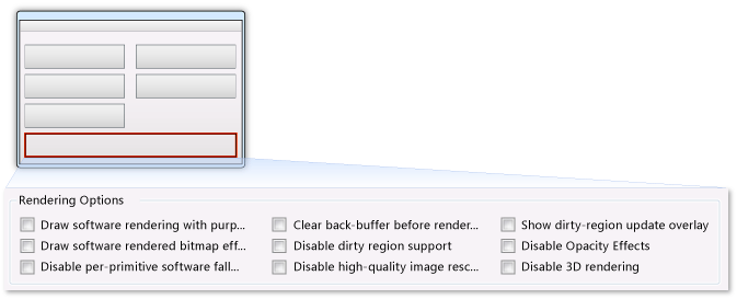 Opções de renderização do Perforator