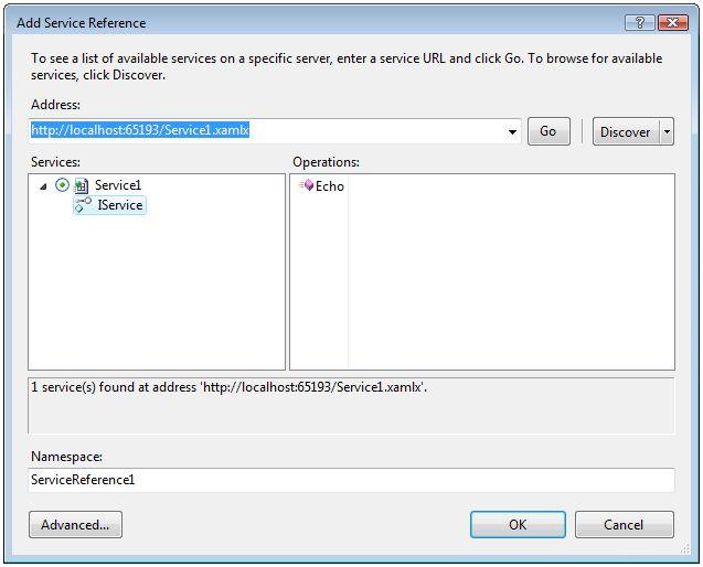 Add Service Reference Dialog