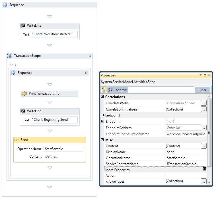 Setting the Send activity properties