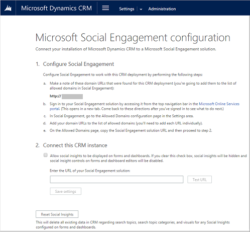 Configuração do Microsoft Social Engagement